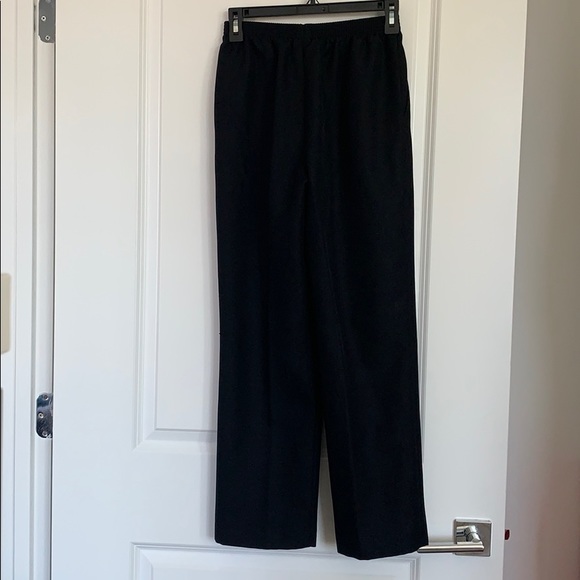 Black Petite High-Waisted Alfred Dunner Knit Pants - Picture 4 of 11